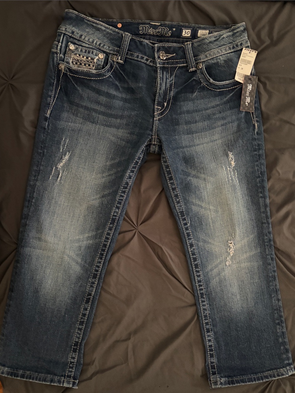 Miss Me Men's Faded Distressed Blue Relaxed Jeans
